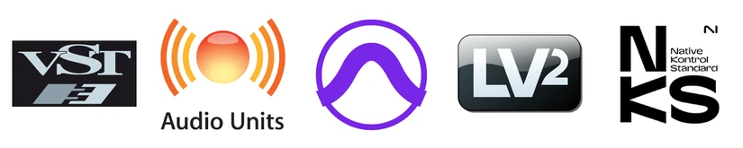 Audio Units, VST3, AAX, LV2, nks